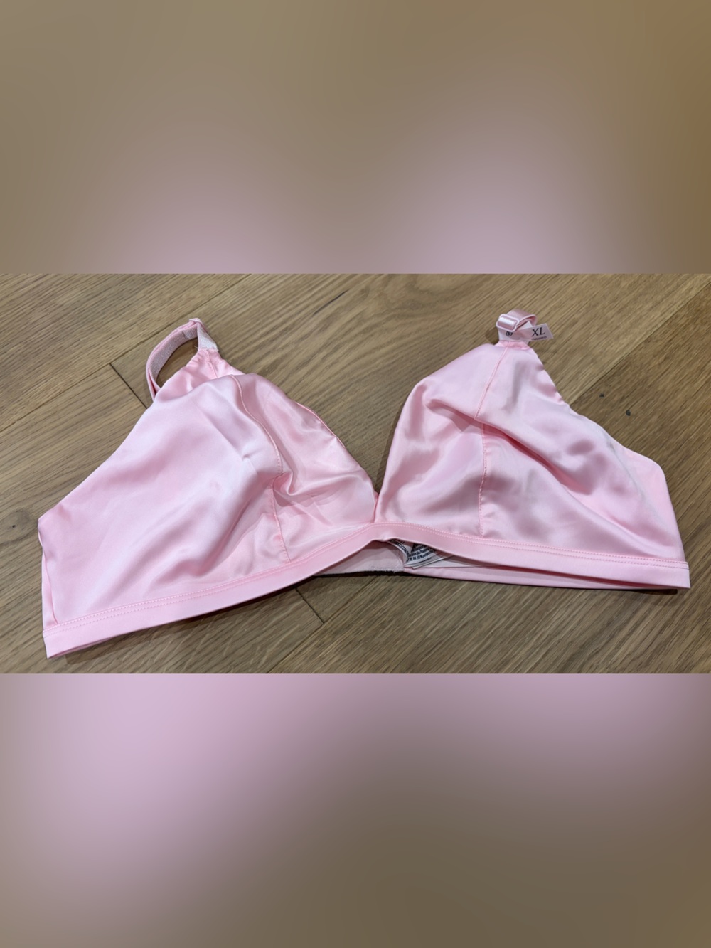 Victoria’s Secret light pink Baby Pink satin triangle bralette NWT XL
